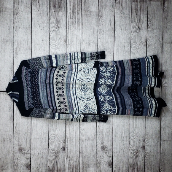 Free People Fairisle Yesterday's Smile Boho Aztec Cascading Waterfall Cardigan - Picture 3 of 6